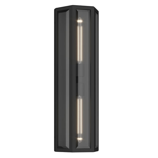Kichler Berens 24in 2-Light Outdoor Wall Sconce | Traditional Textured Black and Clear Beveled Glass | Entryway & Garage | Model 59216BKT