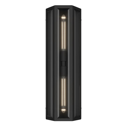 Kichler Berens 24in 2-Light Outdoor Wall Sconce | Traditional Textured Black and Clear Beveled Glass | Entryway & Garage | Model 59216BKT