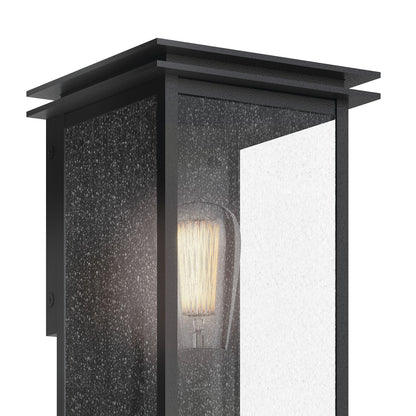 Kichler Arkville 10in 1-Light Outdoor Wall Sconce | Textured Black Aluminum and Clear Seeded Glass | Covered Patio & Entryway | Model 59540BKT