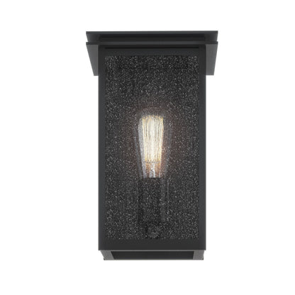 Kichler Arkville 10in 1-Light Outdoor Wall Sconce | Textured Black Aluminum and Clear Seeded Glass | Covered Patio & Entryway | Model 59540BKT
