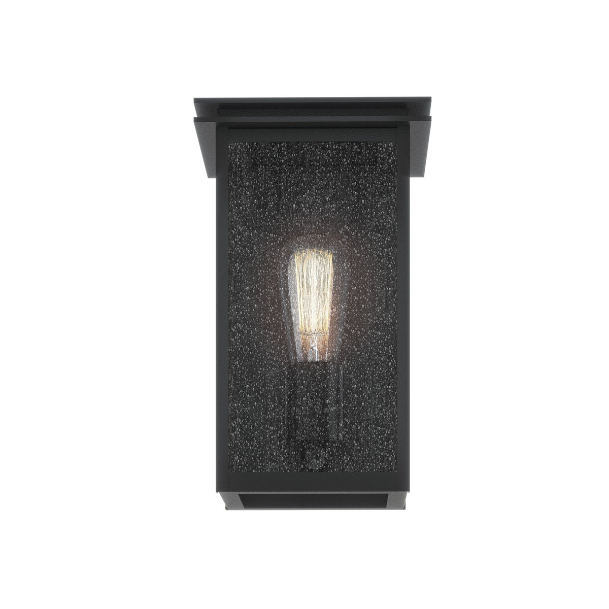 Kichler Arkville 10in 1-Light Outdoor Wall Sconce | Textured Black Aluminum and Clear Seeded Glass | Covered Patio & Entryway | Model 59540BKT