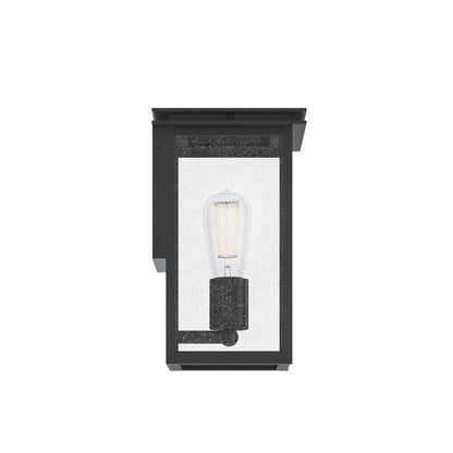 Kichler Arkville 10in 1-Light Outdoor Wall Sconce | Textured Black Aluminum and Clear Seeded Glass | Covered Patio & Entryway | Model 59540BKT