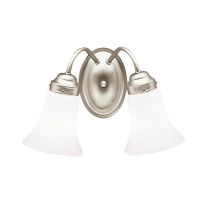 Kichler Bath 2-Light Vanity Light | Brushed Nickel and Cased Opal Glass | Bathroom & Hallway | 14 x 8.5 in | Model 6122NI
