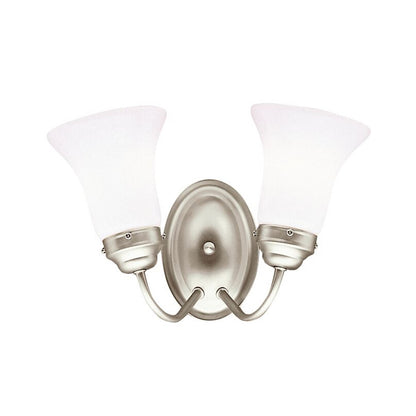 Kichler Bath 2-Light Vanity Light | Brushed Nickel and Cased Opal Glass | Bathroom & Hallway | 14 x 8.5 in | Model 6122NI