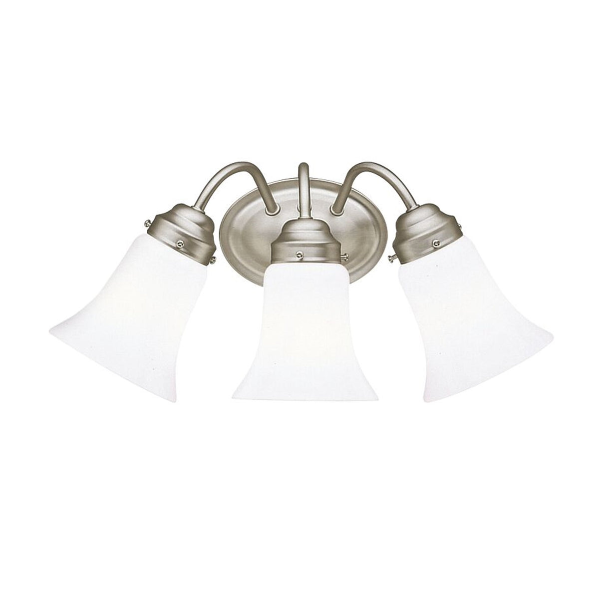 Kichler 3-Light Bath Vanity Sconce | Brushed Nickel Steel and Cased Opal Glass | Bathroom & Powder Room | 18 x 8.75 in | Model 6123NI