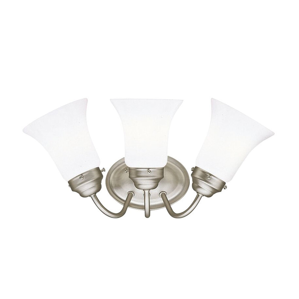 Kichler 3-Light Bath Vanity Sconce | Brushed Nickel Steel and Cased Opal Glass | Bathroom & Powder Room | 18 x 8.75 in | Model 6123NI