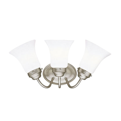 Kichler 3-Light Bath Vanity Sconce | Brushed Nickel Steel and Cased Opal Glass | Bathroom & Powder Room | 18 x 8.75 in | Model 6123NI