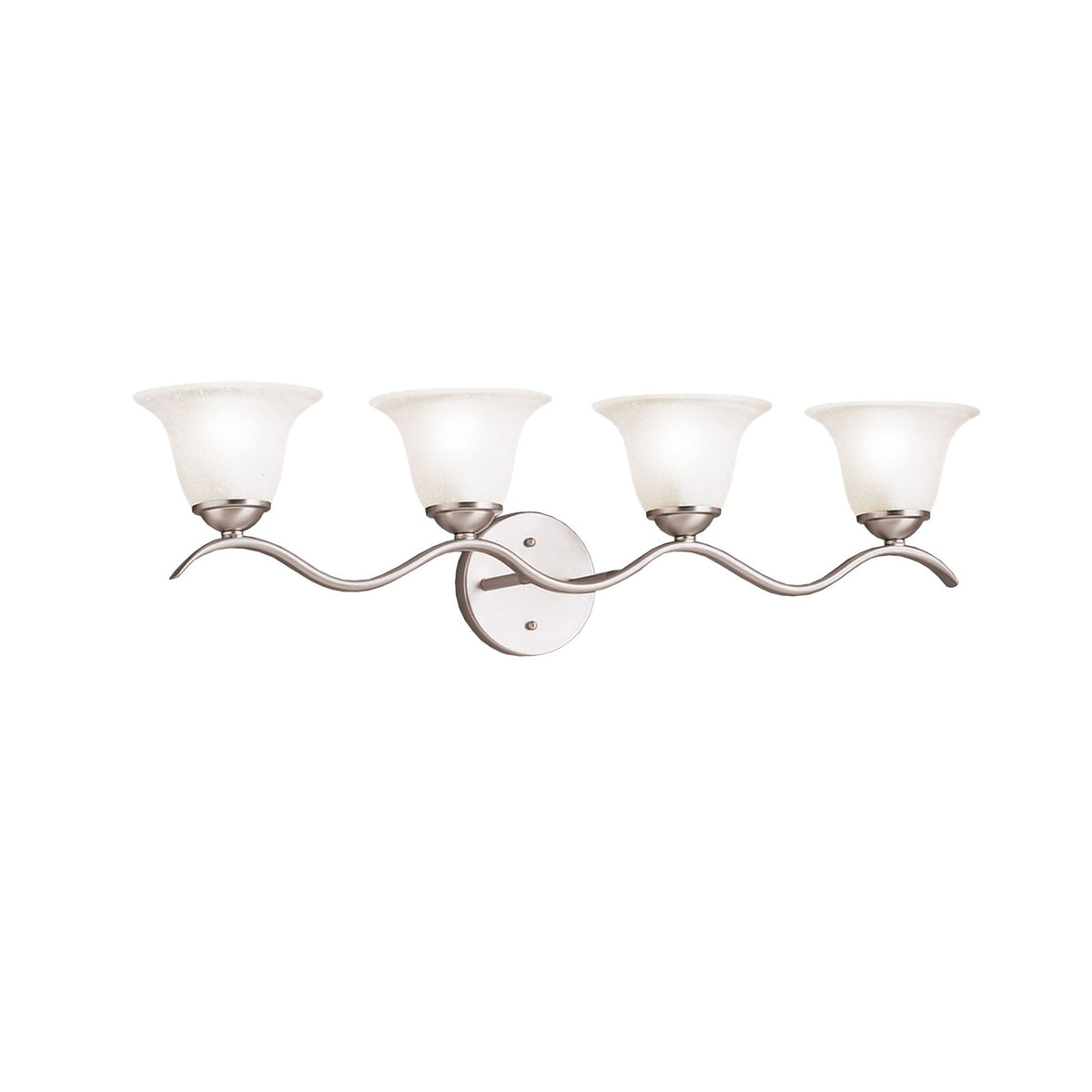 Kichler Dover 30in 4-Light Vanity Light | Transitional Brushed Nickel and Etched Seeded Glass | Bathroom & Powder Room | 30 x 9 in | Model 6324NI