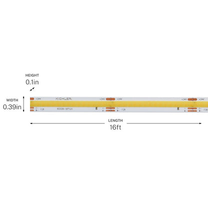 Kichler 6T Series 192in COB Tunable Tape Light High | White Plastic LED Strip | Kitchen & Living Room Accent | 250 lm | Model 6COB116HTUNWH