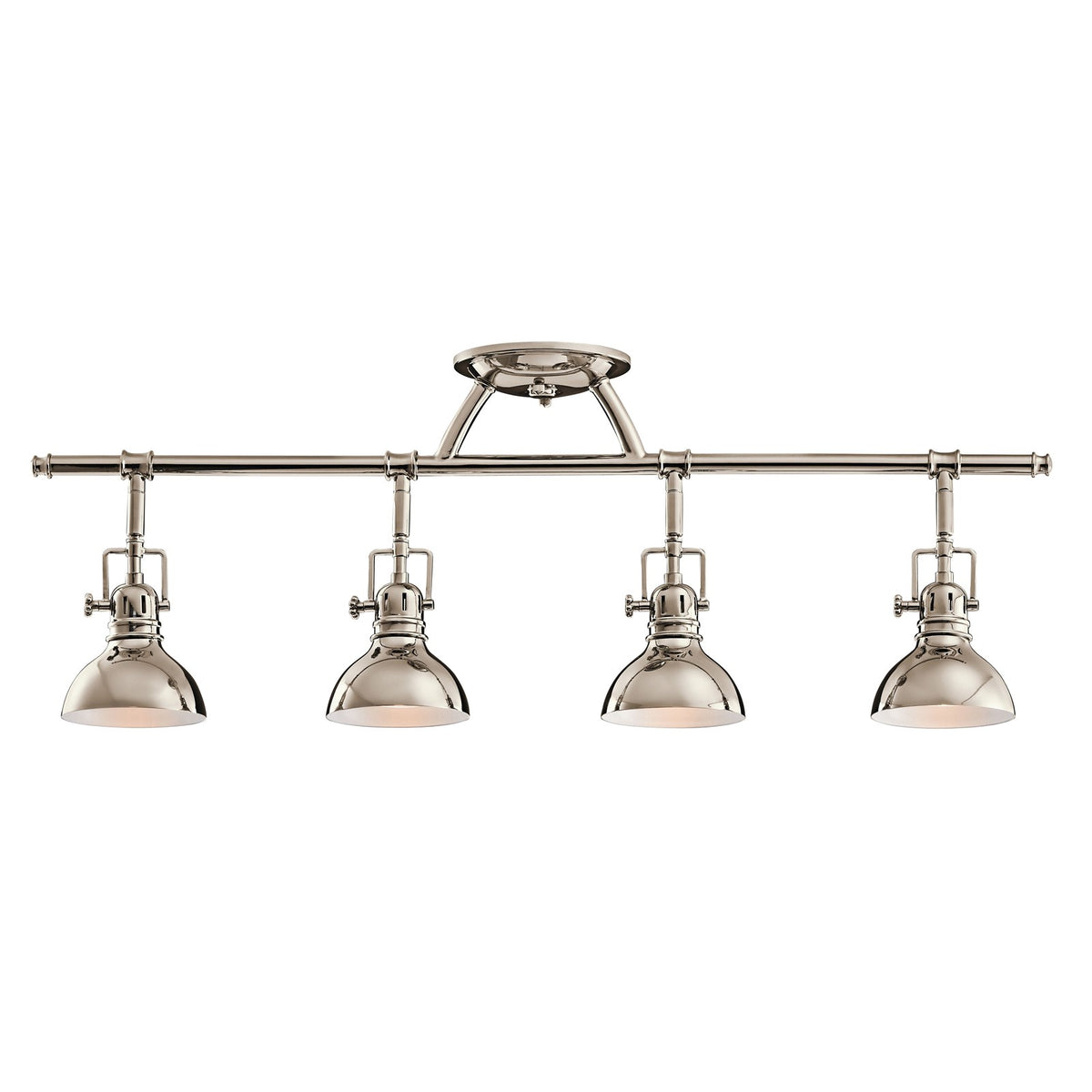 Kichler Hatteras Bay 31in 4-Light Rail Light | Contemporary Polished Nickel | Kitchen Island & Dining Room | 31.25 x 5.5 x 11.25 in | Model 7704PN