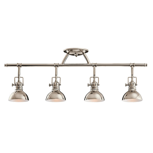 Kichler Hatteras Bay 31in 4-Light Rail Light | Contemporary Polished Nickel | Kitchen Island & Dining Room | 31.25 x 5.5 x 11.25 in | Model 7704PN