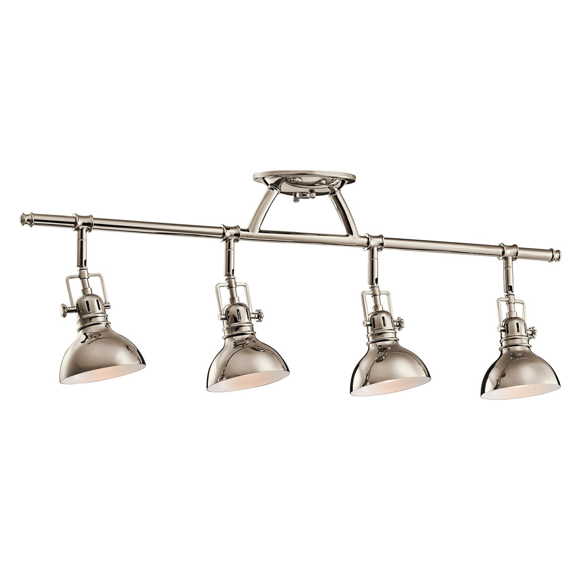Kichler Hatteras Bay 31in 4-Light Rail Light | Contemporary Polished Nickel | Kitchen Island & Dining Room | 31.25 x 5.5 x 11.25 in | Model 7704PN