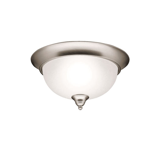 Kichler Dover 13in 2-Light Flush Mount | Transitional Brushed Nickel and Etched Seeded Glass | Hallway & Bedroom Ceiling Light | Model 8064NI