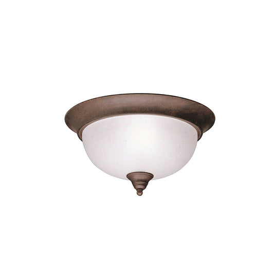 Kichler Dover 2-Light Flush Mount | Transitional Tannery Bronze and Etched Seeded Glass | Hallway & Bedroom | 13.25 x 6.25 in | Model 8064TZ