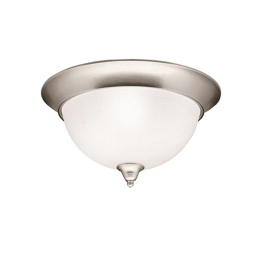 Kichler Dover 15in 3-Light Flush Mount | Transitional Brushed Nickel and Etched Seeded Glass | Hallway & Bedroom | 15 x 8 in | Model 8065NI