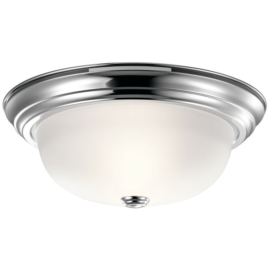 Kichler Flush Mount 2-Light 13.25in | Chrome Steel and Satin Etched Glass | Hallway & Bedroom Ceiling Light | 120W Incandescent | Model 8112CH