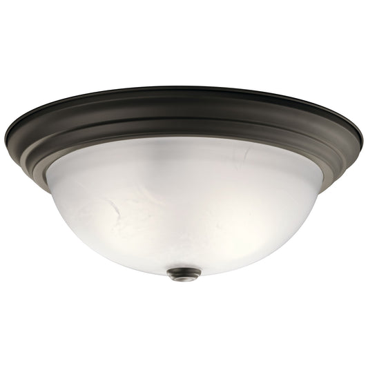 Kichler 15in 3-Light Flush Mount | Utilitarian Olde Bronze and Satin Etched Glass | Hallway & Bedroom | 15 x 6.5 in | Model 8116OZ