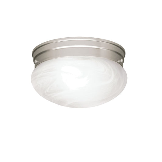 Kichler Ceiling Space 9in 2-Light Flush Mount | Brushed Nickel and Alabaster Swirl Glass | Hallway & Bedroom | 9.25 x 5.5 in | Model 8209NI