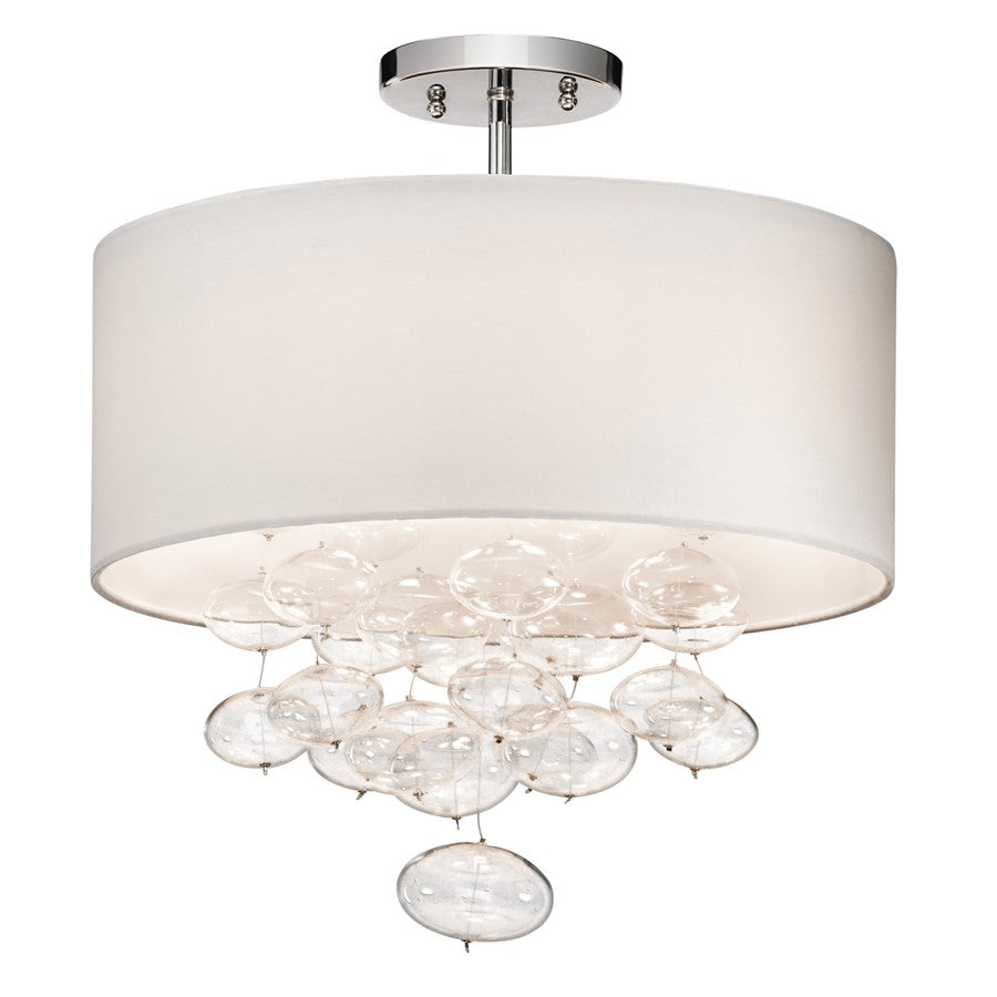Kichler Piatt 3 Light 16" Semi Flush Mount, Chrome/Clear - 83239
