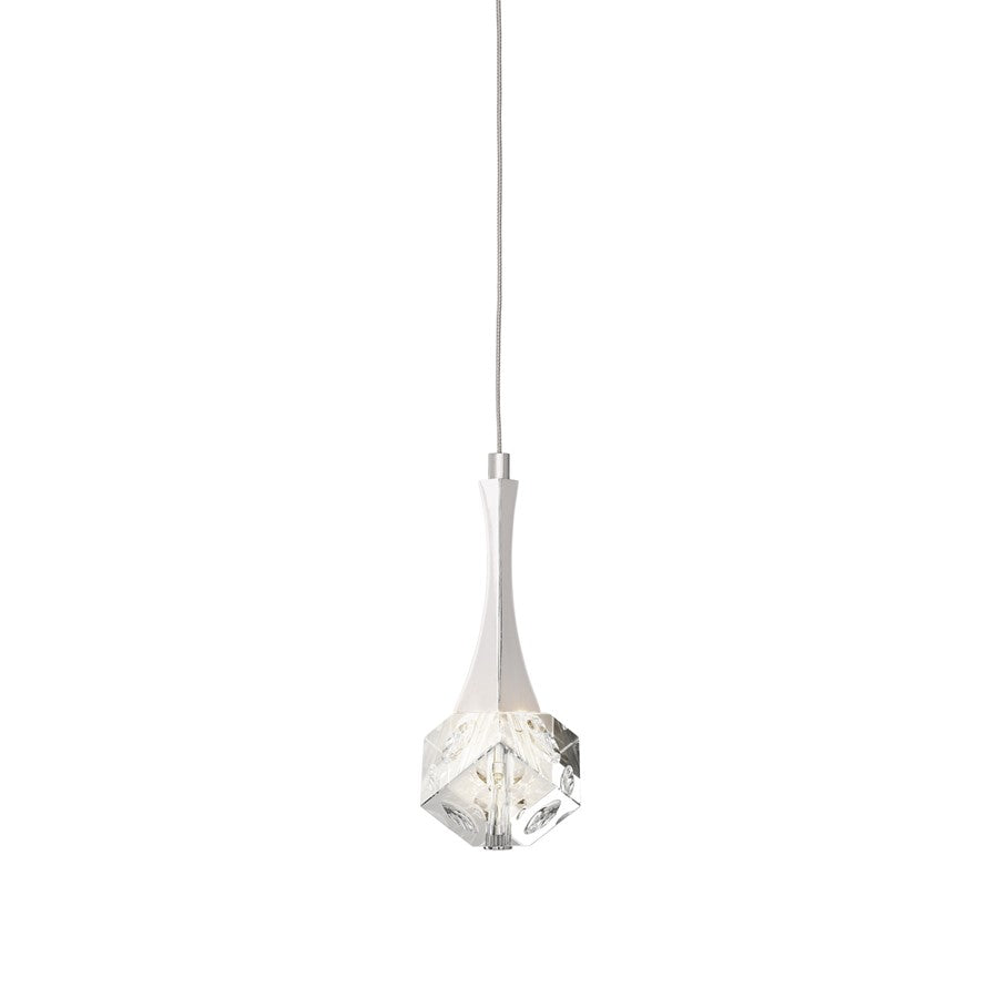 Kichler Rockne 1 Light led Mini Pendant, Chrome/Clear Optical Crystal