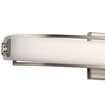 Kichler Rowan 1 Light 25" Linear Bath Light, Nickel/Clear Satin Etched