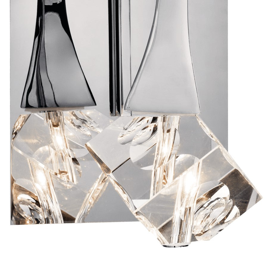 Kichler Rockne 3 Light LED Wall Mt 3 Arm, Chrome/Clear Optical Crystal
