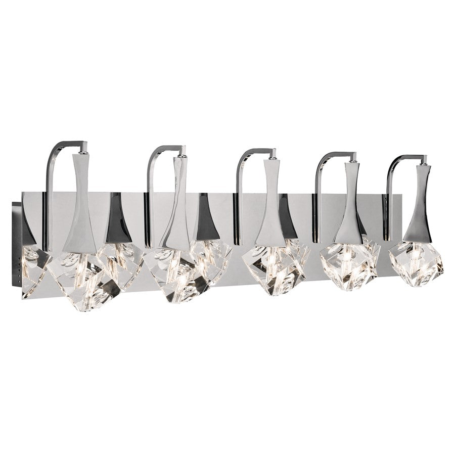 Kichler Rockne 5Lt LED Wall Mt 5 Arm Or More, Chrome/Clear Crystal - 83777