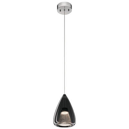 Kichler Zin 1 Light Teardrop Mini Pendant, Chrome/Smoked - 84019