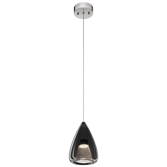 Kichler Zin 1 Light Teardrop Mini Pendant, Chrome/Smoked - 84019