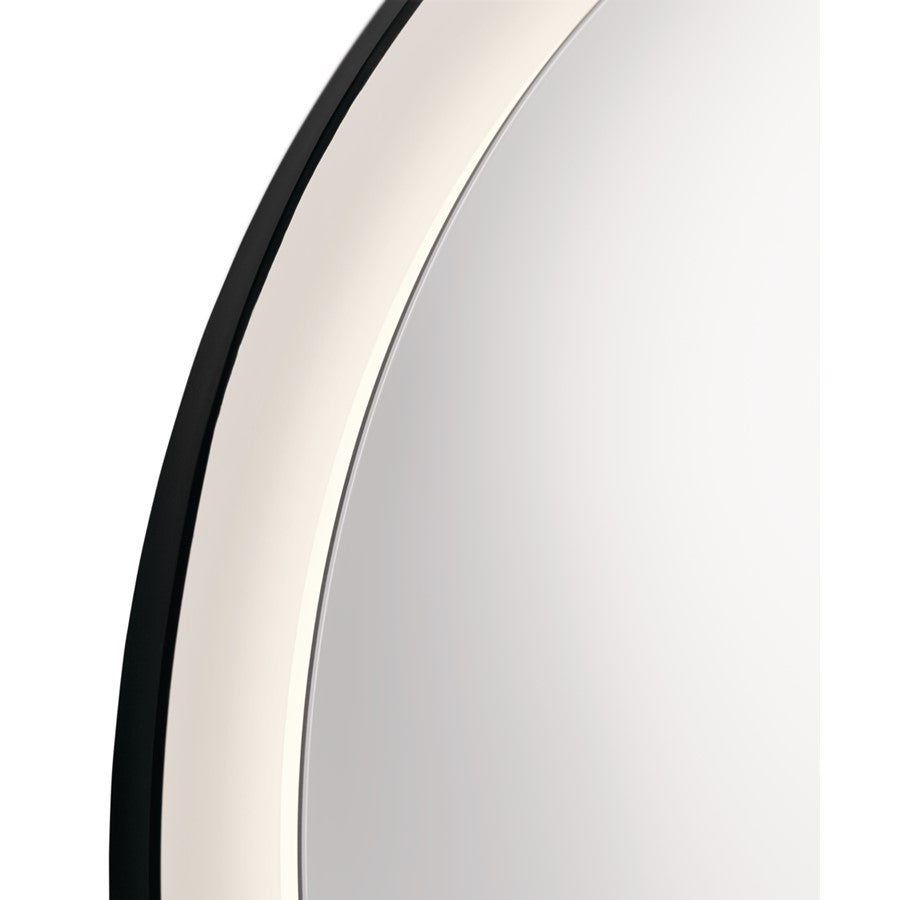 Kichler Ryame Round Lighted Mirror, Matte Black/Mirror