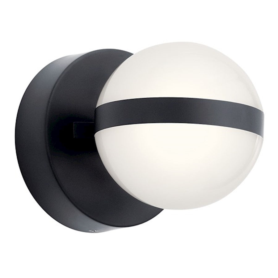 Kichler Brettin 5in 1-Light Wall Sconce | Mid-Century Modern Matte Black Steel | Bathroom & Powder Room Vanity | 5 x 5 x 7 in | Model 85090MBK