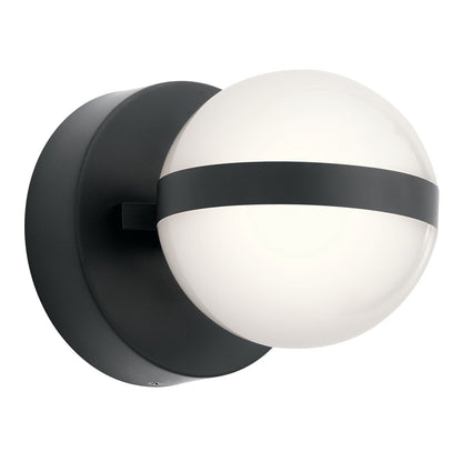 Kichler Brettin 5in 1-Light Wall Sconce | Mid-Century Modern Matte Black Steel | Bathroom & Powder Room Vanity | 5 x 5 x 7 in | Model 85090MBK