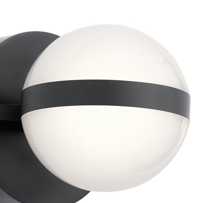 Kichler Brettin 5in 1-Light Wall Sconce | Mid-Century Modern Matte Black Steel | Bathroom & Powder Room Vanity | 5 x 5 x 7 in | Model 85090MBK