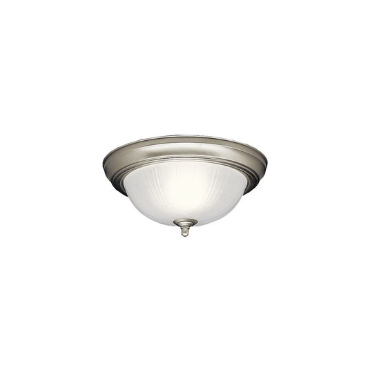 Kichler 12in 2-Light Flush Mount | Transitional Brushed Nickel and Satin Etched Glass | Hallway & Bedroom | 11.5 x 6 in | Model 8653NI