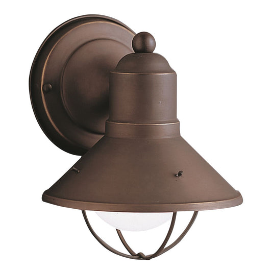 Kichler Seaside 6in 1-Light Outdoor Wall Sconce | Rustic Olde Bronze Aluminum | Covered Patio & Entryway | 6 x 7.5 x 6.5 in | Model 9021OZ
