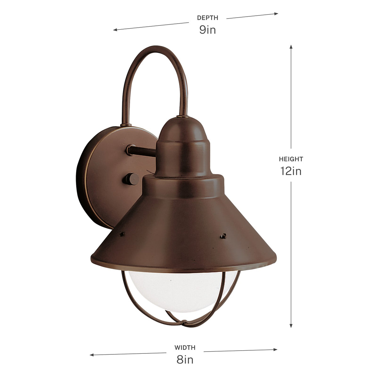 Kichler Seaside 12in 1-Light Outdoor Wall Sconce | Olde Bronze Aluminum & Stainless Steel | Covered Patio & Entryway | Model 9022OZ