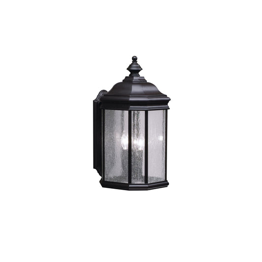 Kichler Kirkwood 3-Light Outdoor Wall Lantern | Black Cast Aluminum and Clear Seeded Glass | Porch & Garage Entry | 10 x 21 in | Model 9030BK