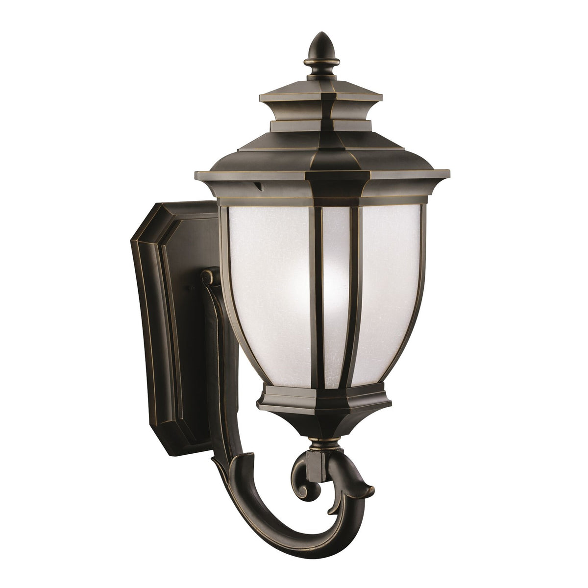 Kichler Salisbury 29in 1-Light Outdoor Wall Lantern | Traditional Rubbed Bronze and White Linen Glass | Entryway & Covered Patio | Model 9043RZ