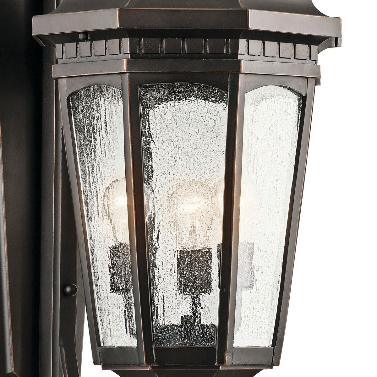 Kichler Courtyard 40in 3-Light Outdoor Wall Lantern | Traditional Rubbed Bronze and Clear Seeded Glass | Patio & Porch | Model 9060RZ