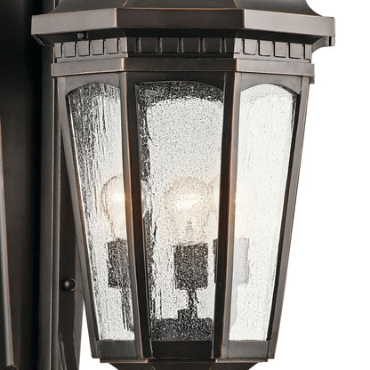 Kichler Courtyard 40in 3-Light Outdoor Wall Lantern | Traditional Rubbed Bronze and Clear Seeded Glass | Patio & Porch | Model 9060RZ