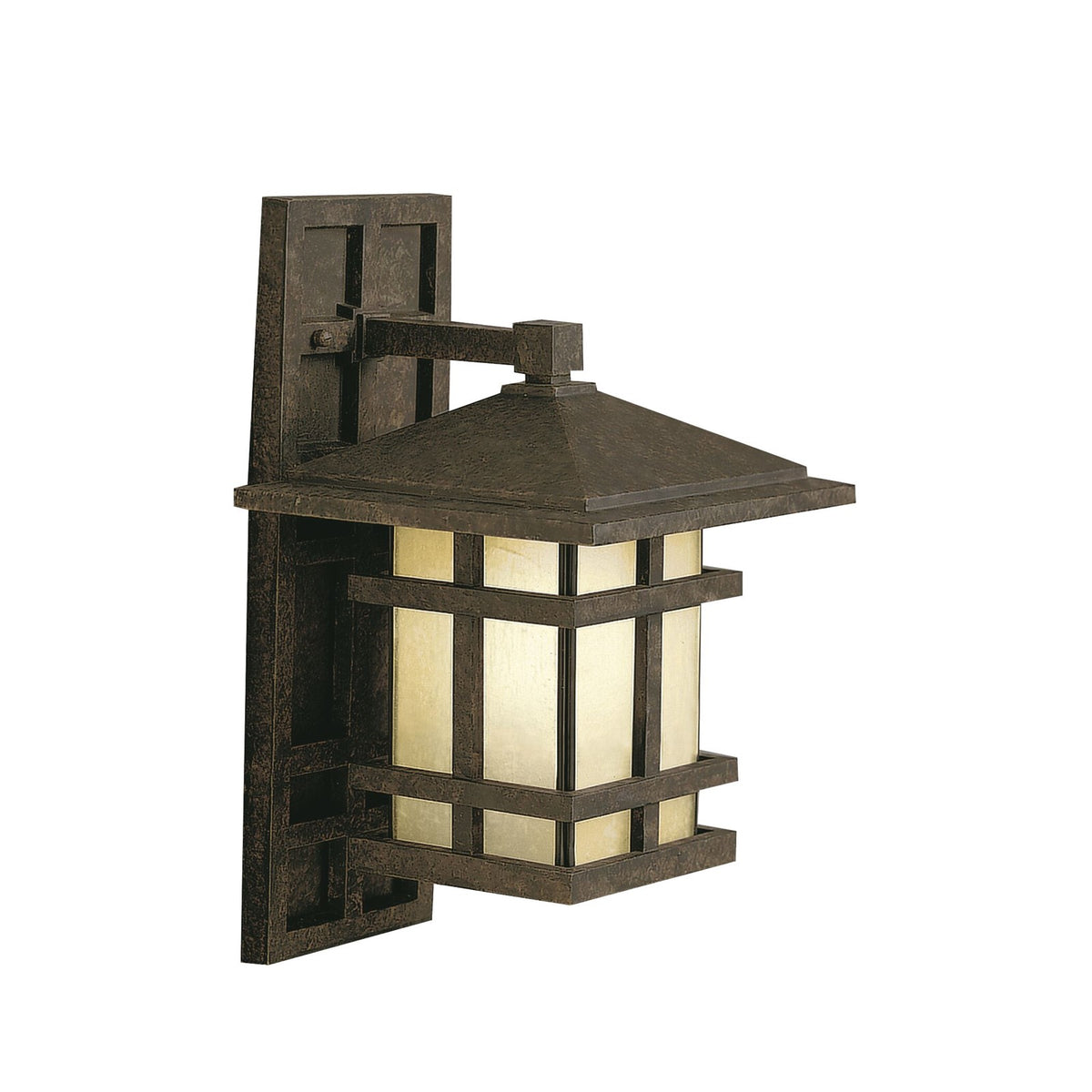 Kichler Cross Creek 1-Light Outdoor Wall Lantern | Aged Bronze Cast Aluminum & Textured Linen Seeded Glass | Covered Patio & Entryway | Model 9130AGZ