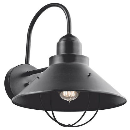 Kichler Seaside 12in 1-Light Outdoor Wall Lantern | Rustic Black Aluminum | Porch & Entryway | 12 x 16.5 in | Model 9142BK