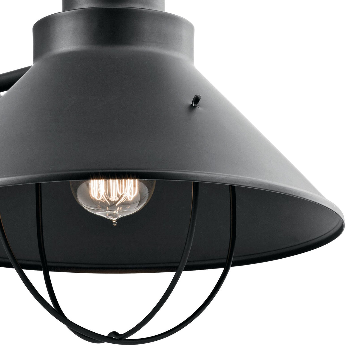Kichler Seaside 12in 1-Light Outdoor Wall Lantern | Rustic Black Aluminum | Porch & Entryway | 12 x 16.5 in | Model 9142BK