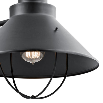 Kichler Seaside 12in 1-Light Outdoor Wall Lantern | Rustic Black Aluminum | Porch & Entryway | 12 x 16.5 in | Model 9142BK