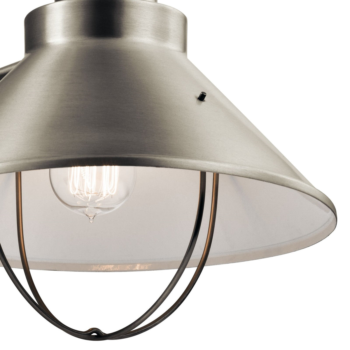 Kichler Seaside 12in 1-Light Outdoor Wall Lantern | Rustic Brushed Nickel Aluminum | Entryway & Patio | 12 x 16.5 x 13.5 in | Model 9142NI