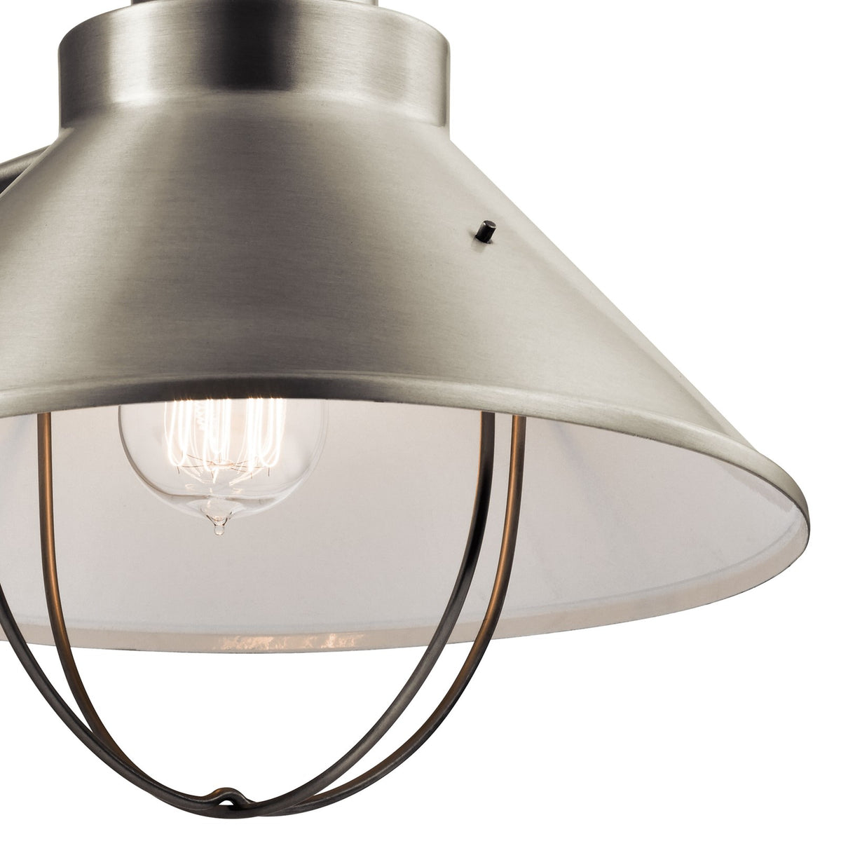 Kichler Seaside 12in 1-Light Outdoor Wall Lantern | Rustic Brushed Nickel Aluminum | Entryway & Patio | 12 x 16.5 x 13.5 in | Model 9142NI
