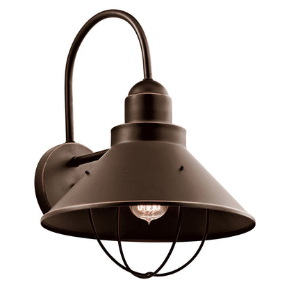 Kichler Seaside 1-Light Outdoor Wall Lantern | Rustic Olde Bronze Aluminum | Covered Patio & Entryway | 12 x 16.5 x 13.5 in | Model 9142OZ