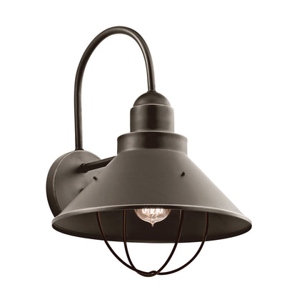 Kichler Seaside 1-Light Outdoor Wall Lantern | Rustic Olde Bronze Aluminum | Covered Patio & Entryway | 12 x 16.5 x 13.5 in | Model 9142OZ