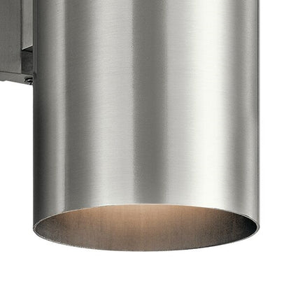 Kichler 9246BA 15in 2-Light Outdoor Wall Sconce | Contemporary Brushed Aluminum | Covered Patio & Entryway | 6 x 15 x 8.5 in | Model 9246BA