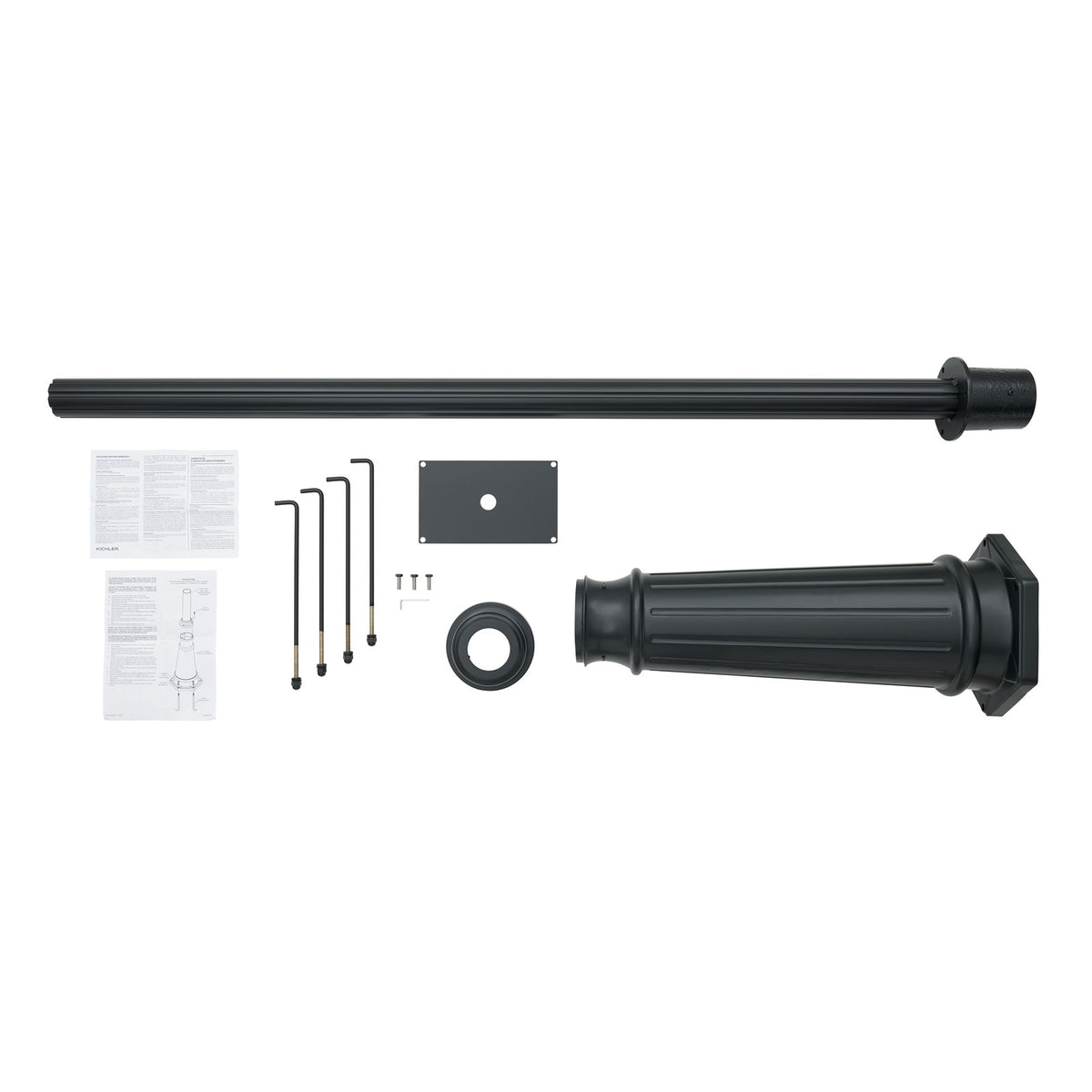 Kichler 3x96in Cast Aluminum Outdoor Post | Black Finish | Post Light Support for Driveway & Garden | 13 x 96 in | Model 9542BK